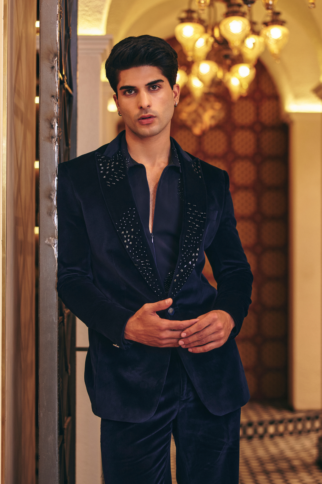 Blue Cotton Velvet Ensemble