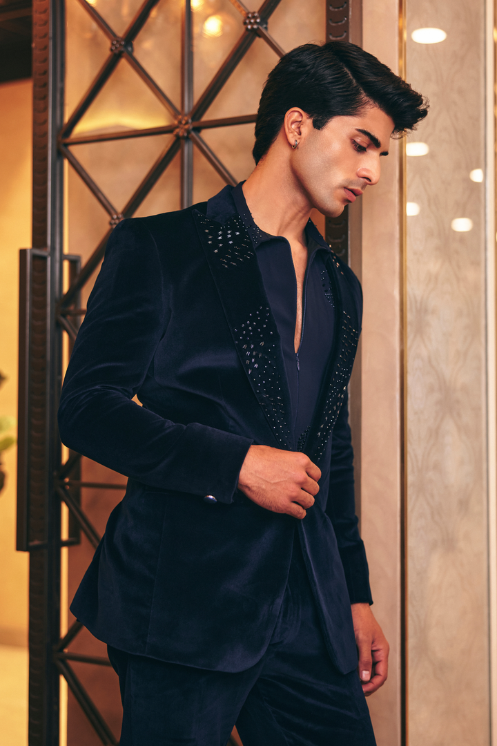 Blue Cotton Velvet Ensemble