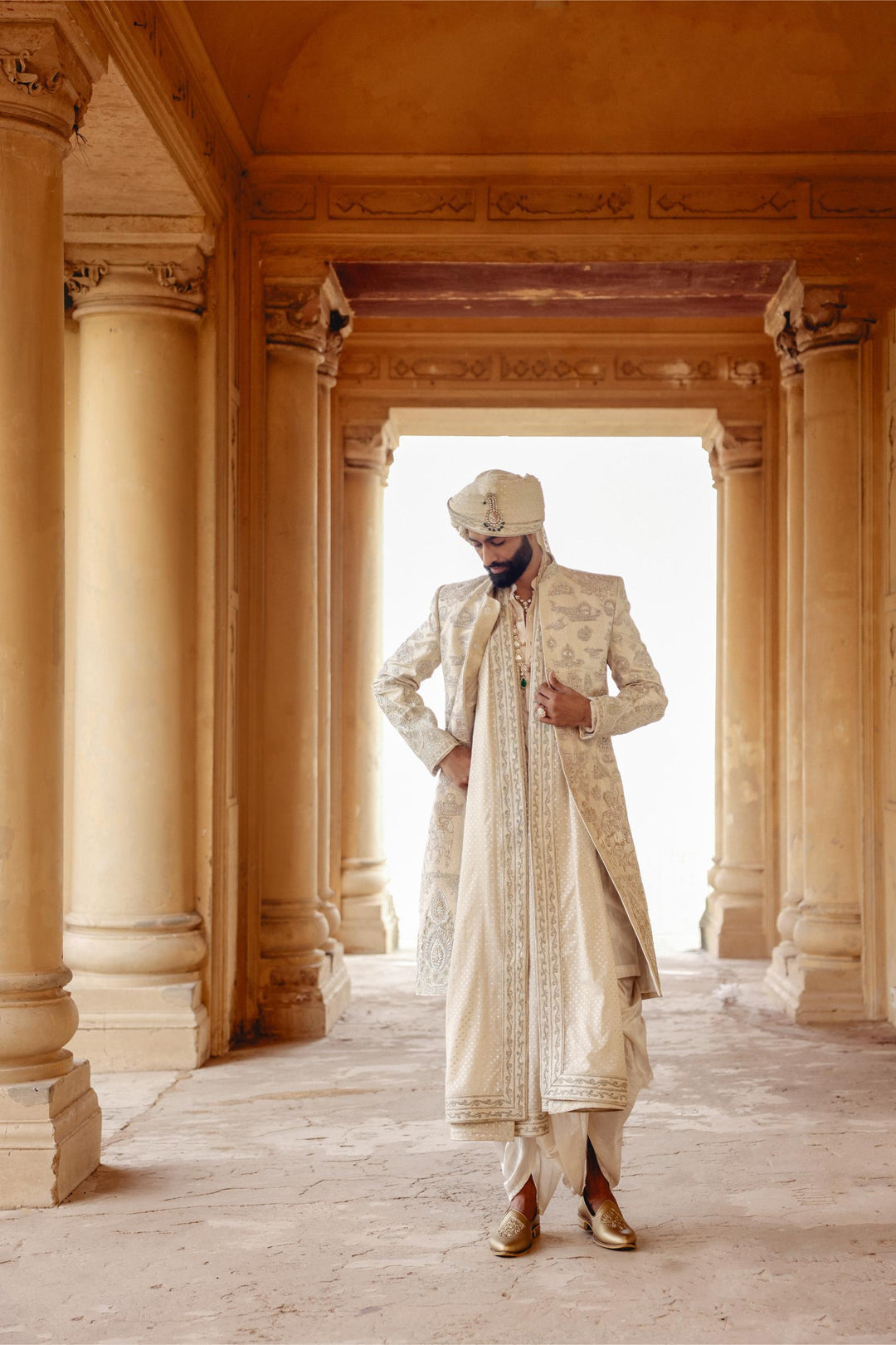 Ivory Achkan Set