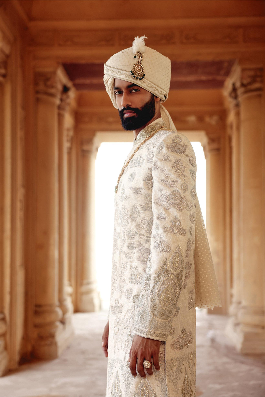 Ivory Achkan Set