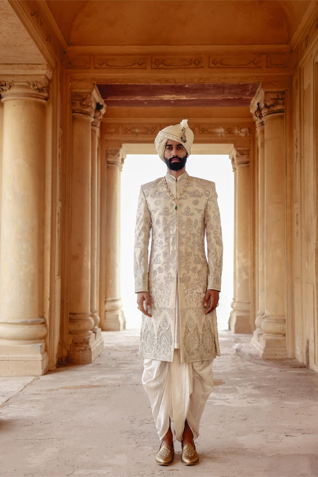 Ivory Achkan Set