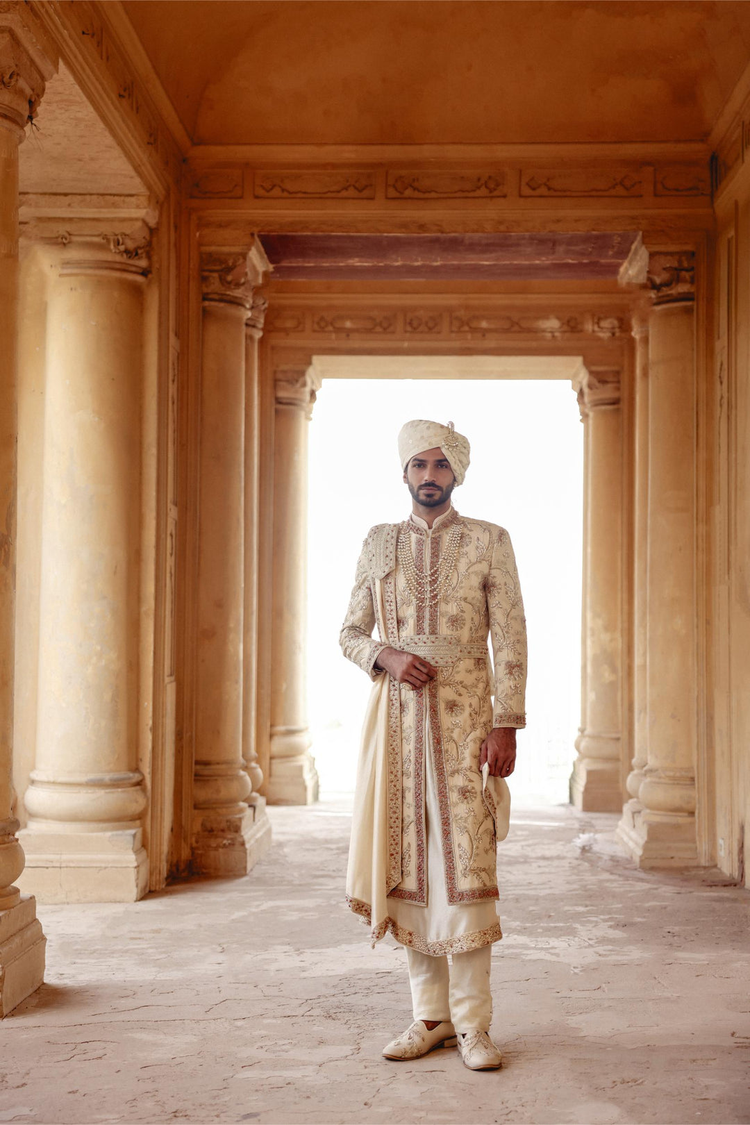 Ivory &amp; Gold Achkan Set
