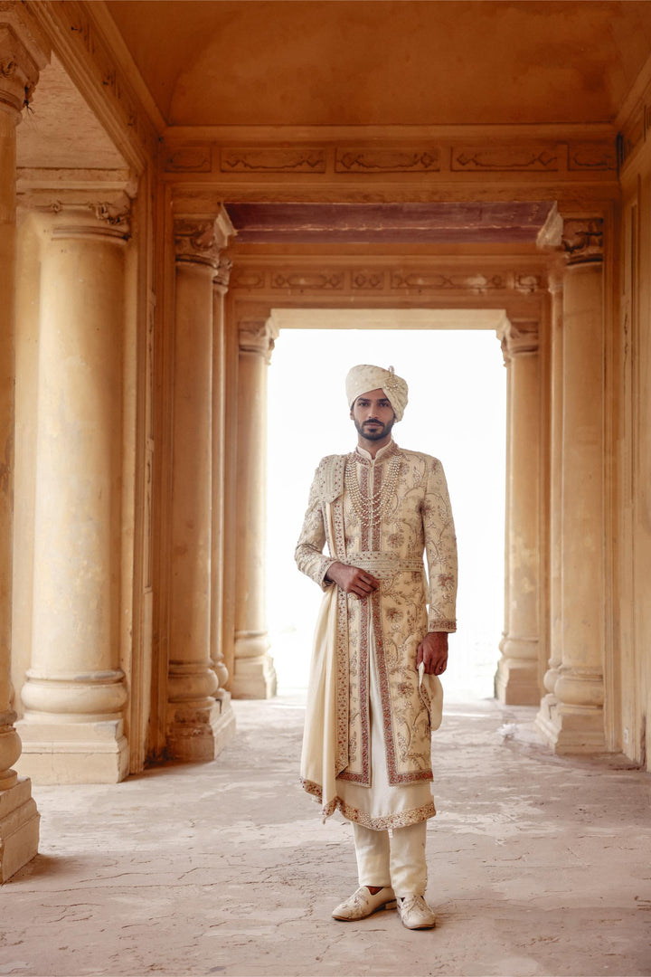Ivory &amp; Gold Achkan Set