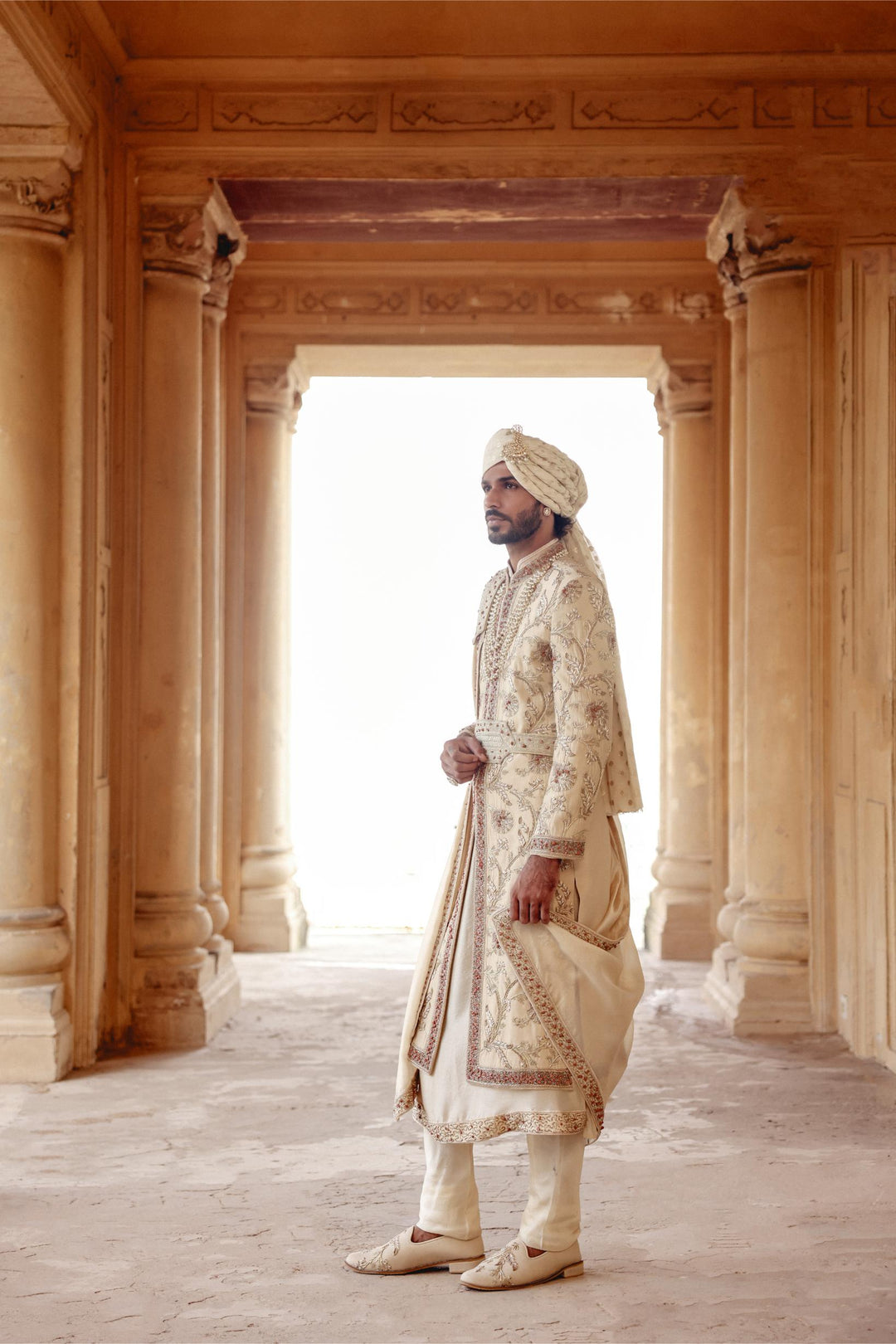 Ivory &amp; Gold Achkan Set