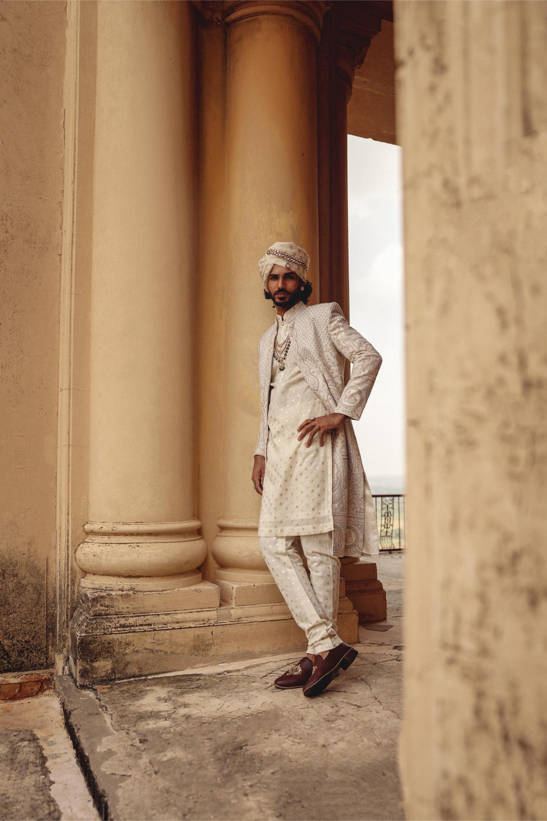 Ivory Achkan Set