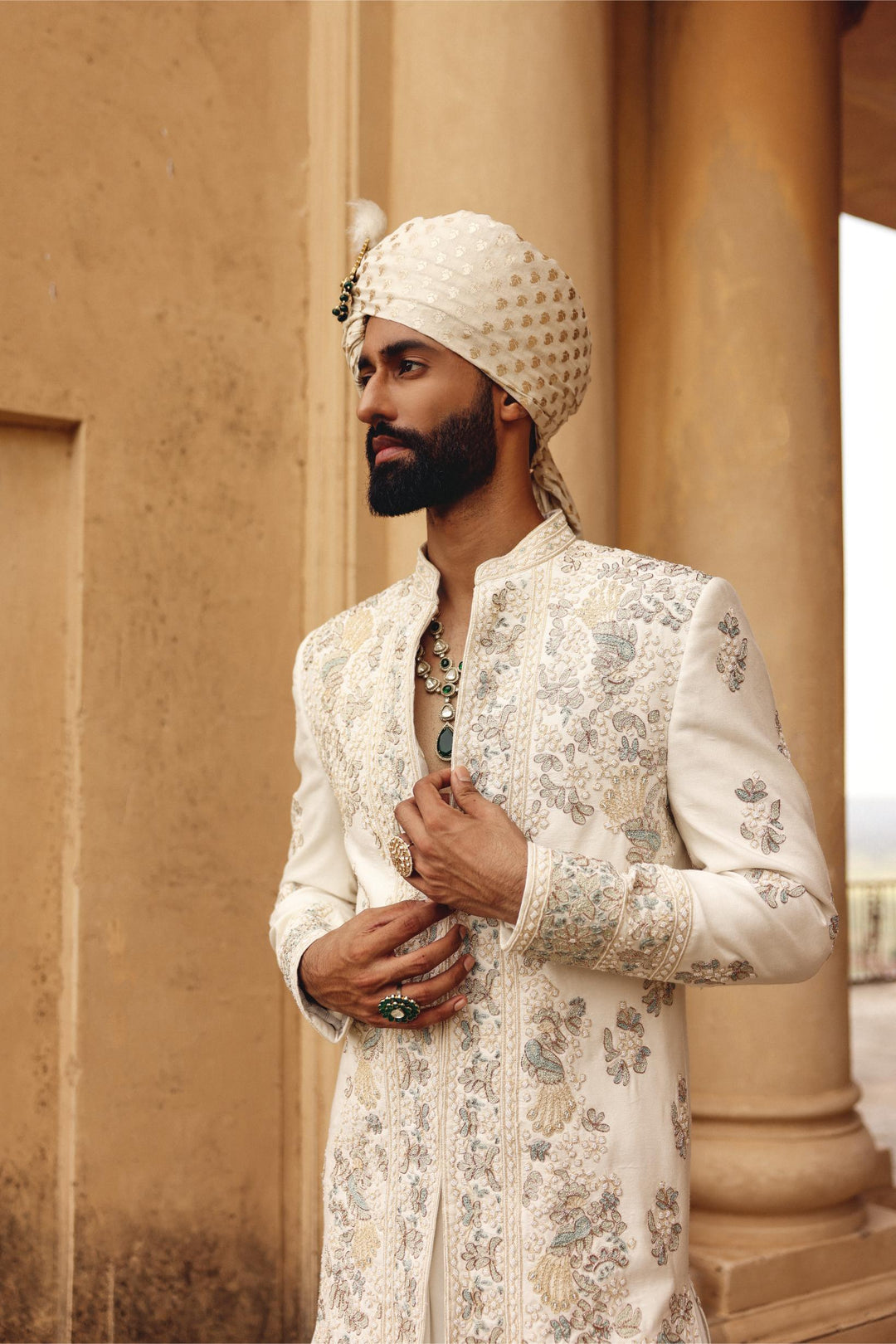 Ivory Achkan Set