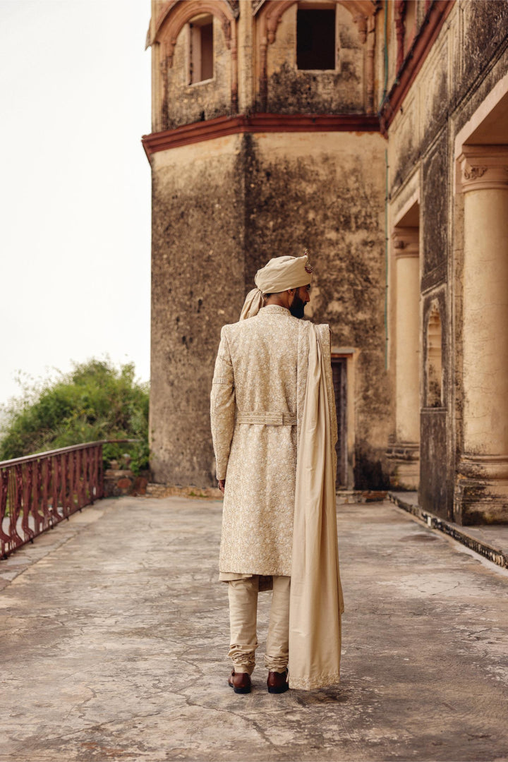 Beige Achkan Set