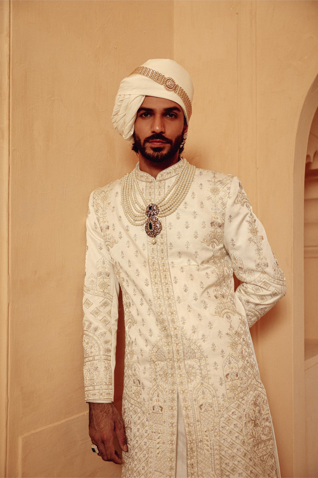 Ivory Achkan Set