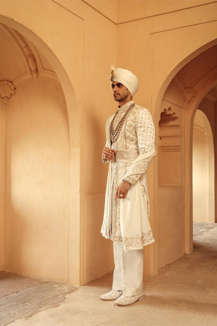 Ivory &amp; Gold Achkan Set