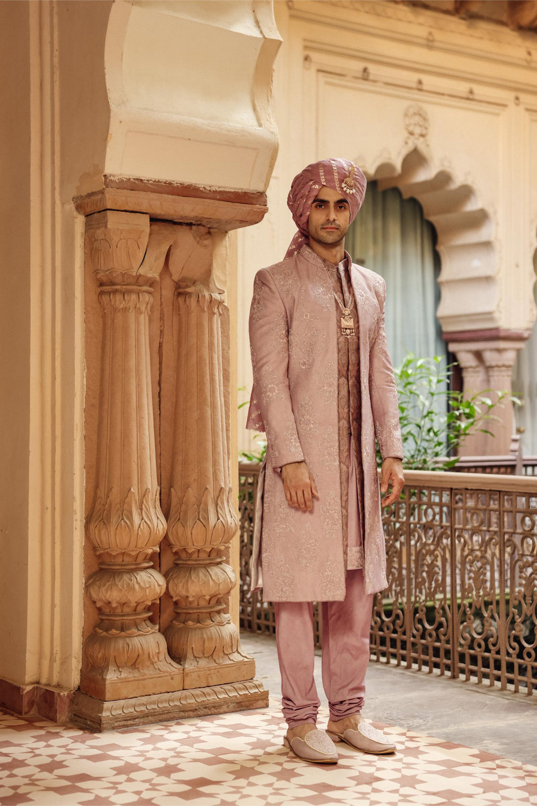 Dusty Rose Achkan Set