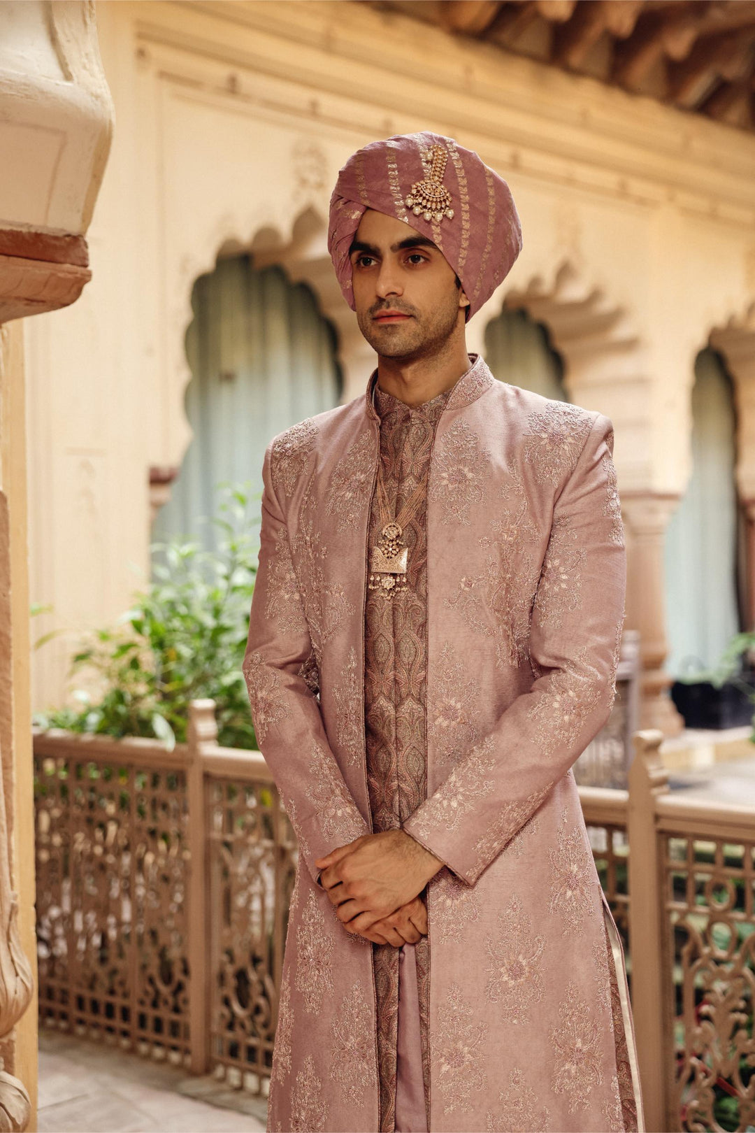 Dusty Rose Achkan Set