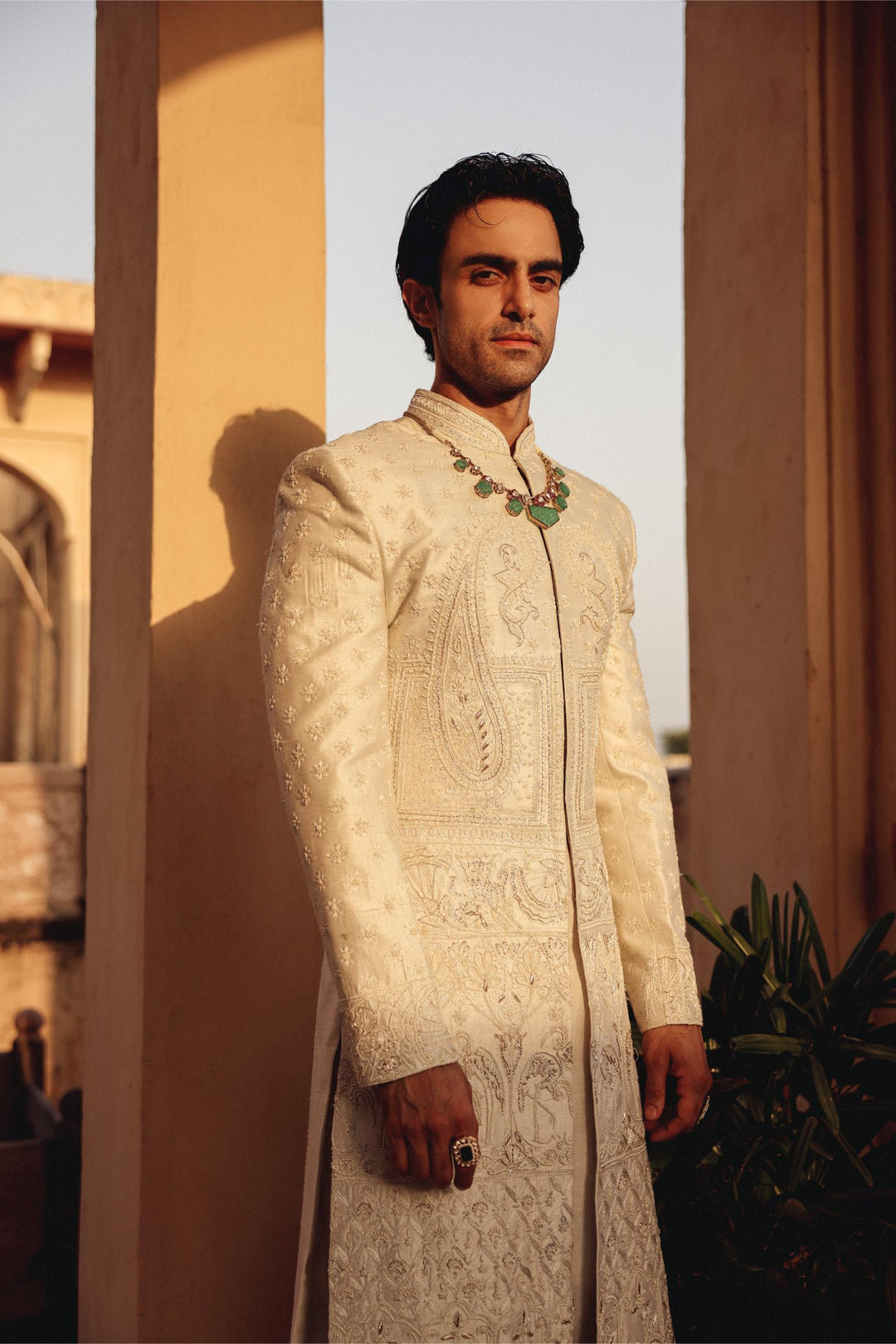 Ivory Achkan Set