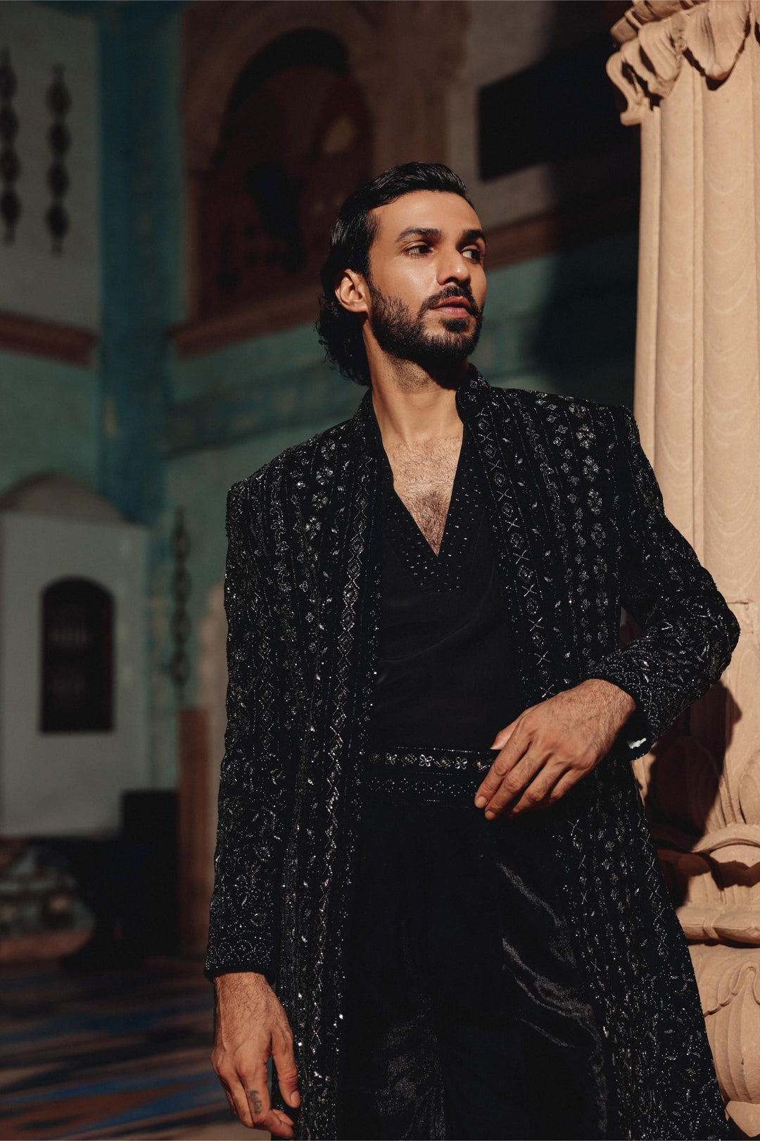 Black Bandhgala Set