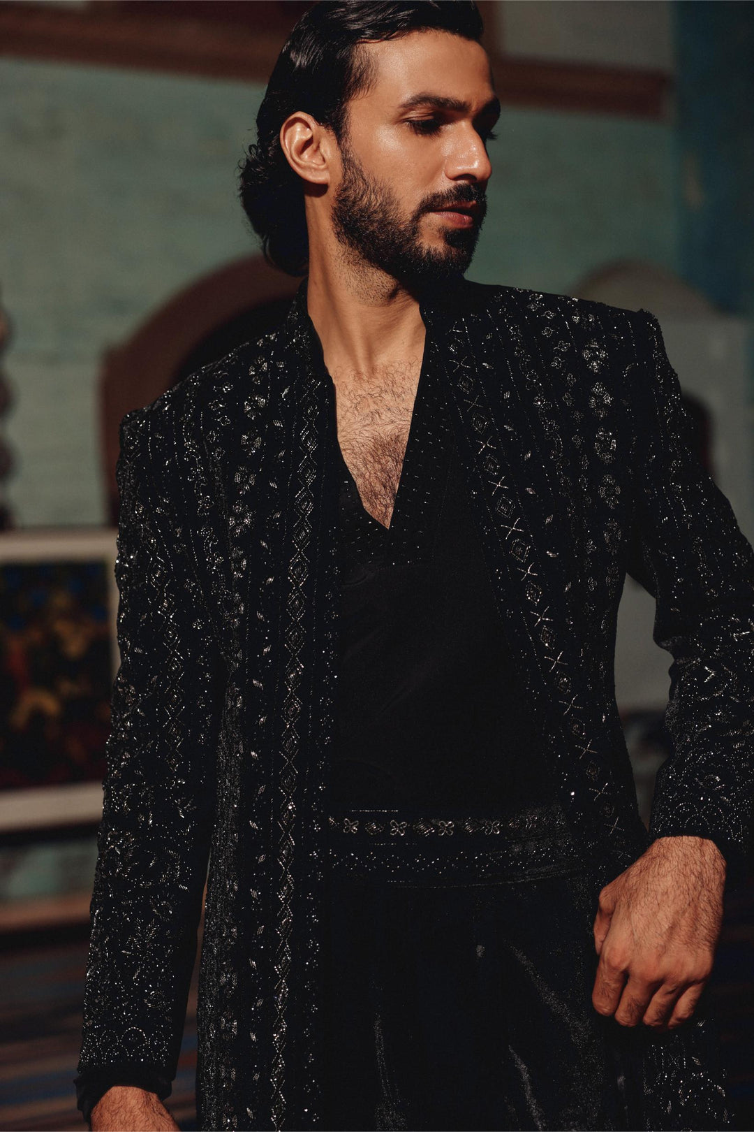 Black Bandhgala Set