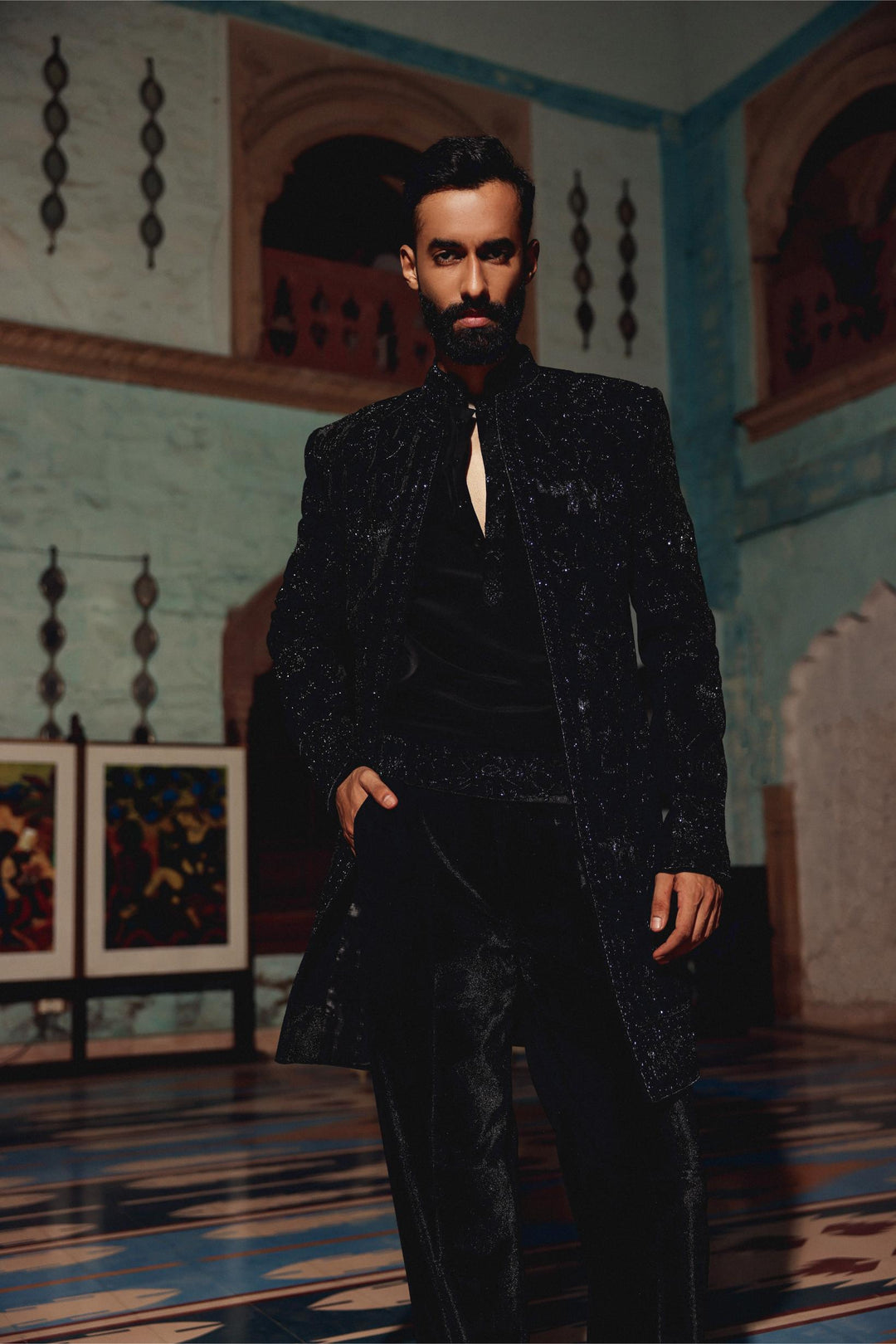 Black Indo-western Set