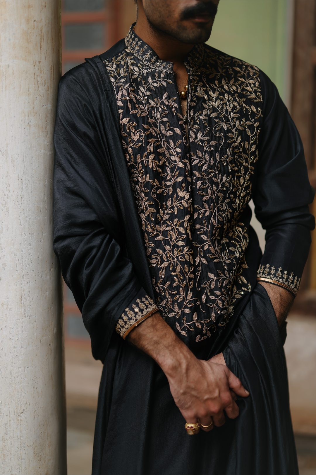 Black Embroidered Kurta Set