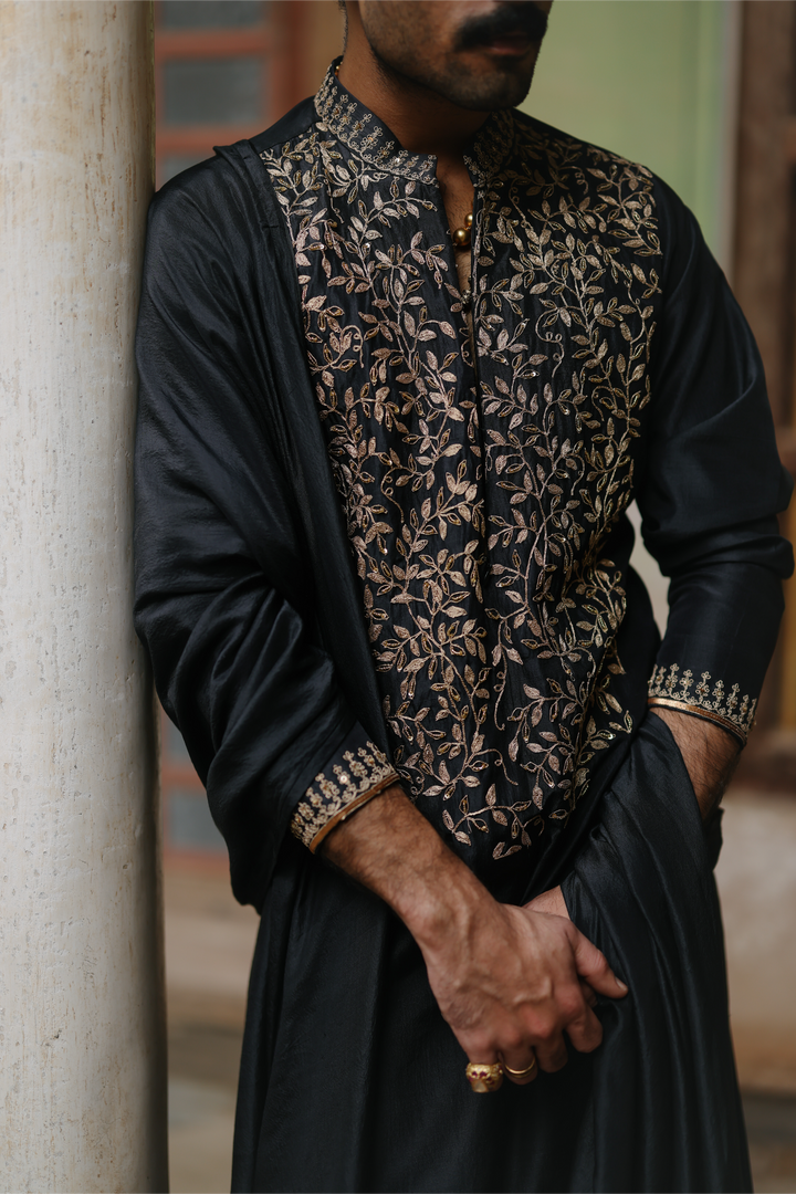 Black Embroidered Kurta Set