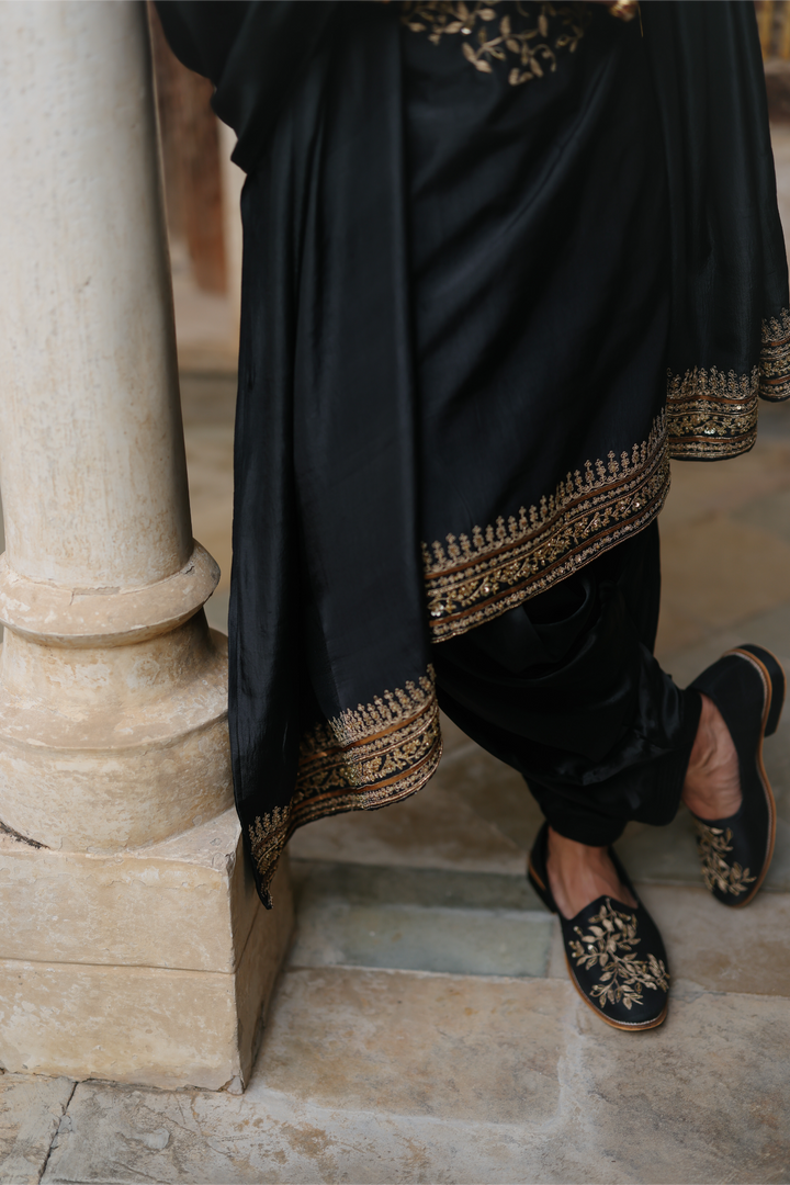 Black Embroidered Stole